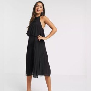 ASOS DESIGN halter tie neck midi dress in pleat